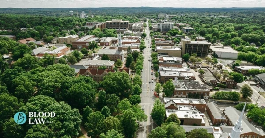 An aerial view of Chapel Hill, North Carolina