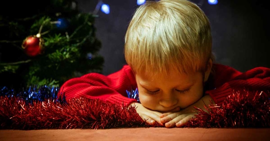 A sad child at Christmas