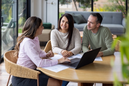 couple talking to a lawyer
